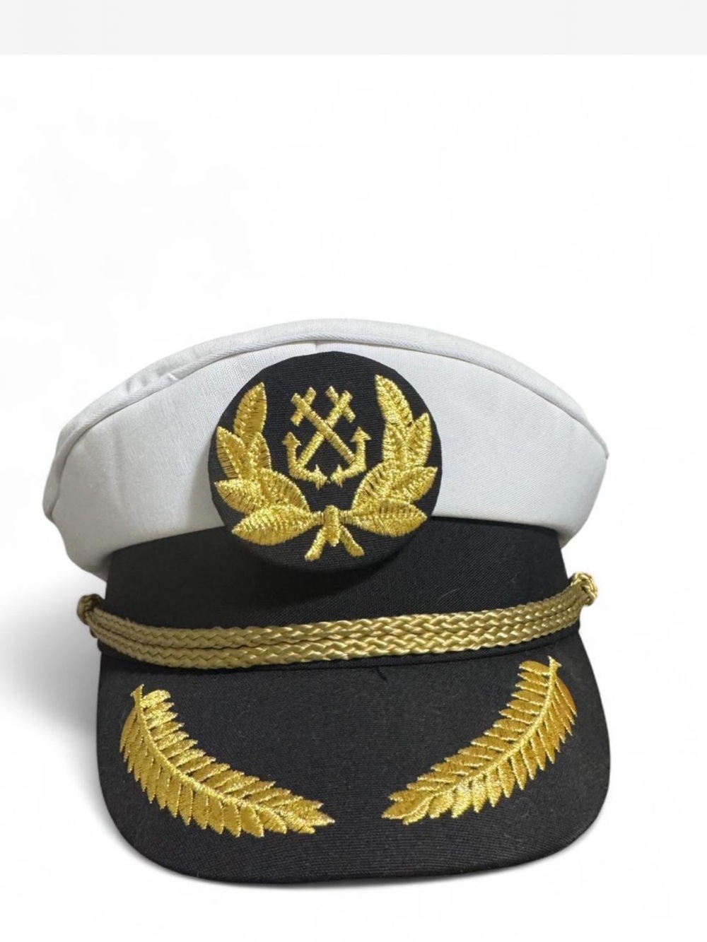 White Captain's Embroidered Peaked Cap